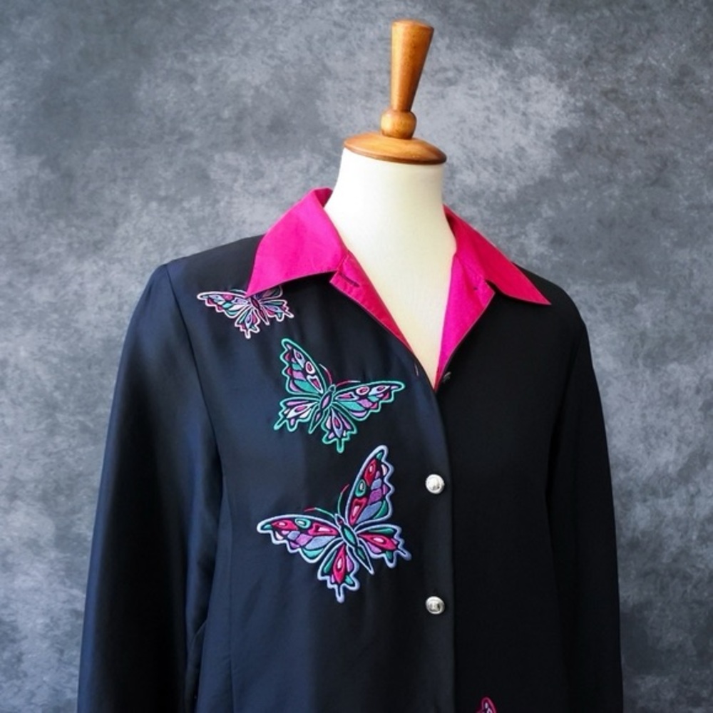 Vintage Bob Mackie wearable art butterfly 🦋 long sleeve blouse - Picture 4 of 6